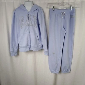 Gap Kids Logo Full Zip Hoodie And Jogger Set Blue Girls Size 10 - Picture 1 of 16