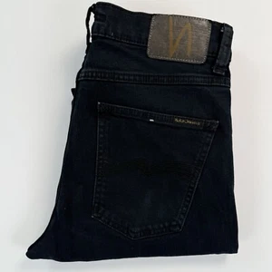 Pantalones de mezclilla NUDIE W30 L32 negros Lean Dean 'cielos negros' calce ajustado - Imagen 1 de 16