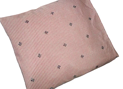 TOMMY HILFIGER PINK WHITE OXFORD STRIPES LOGO (1) TWIN FITTED SHEET 11' POCKETS - Image 1 of 4