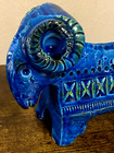 Vintage Mid Century Blue Green Bitossi Ceramic Ram Figurine 4.25 x 7.25