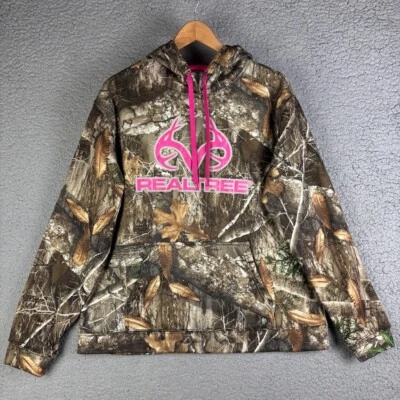Realtree Edge 迷彩连帽衫女式 XL 16-18 棕色狩猎标志套衫运动衫 — 第 1/4 张图片