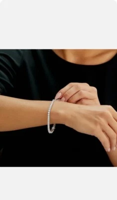 25Ct Rund Künstlicher Diamant Tennis Armband 14k Weiß Vergoldet - Bild 1 von 3