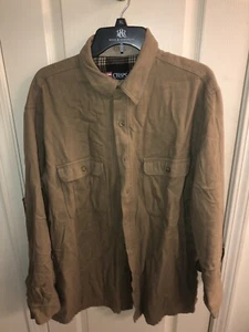 1990er Chaps Ralph Lauren Hemd Herren Medium Khaki Knopfleiste Freizeit Vintage - Bild 1 von 7