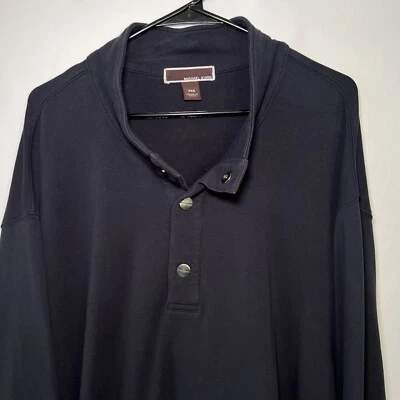 Michael Kors 1/4 Snap свитер мужской размер 3XB черный длинным рукавом металлический кнопки - Изображение 1 из 4