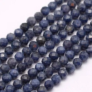 Natural Sapphire Beads Strands, Grade A, 3mm Faceted, Round - Picture 1 of 1