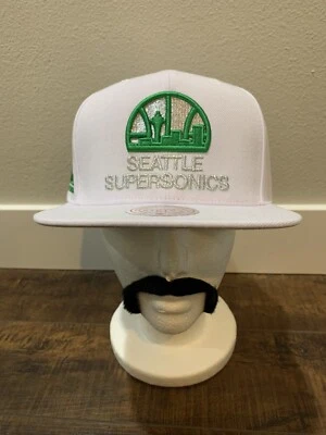 Seattle Supersonics Winter White Snapback Hat Mitchell & Ness 30th Anniversary - Image 1 of 4