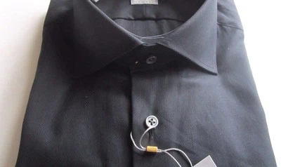 $265 Camisa de Vestir Ike Behar New York Dobby Ajuste Lujo Negra 17.5 LS 38 Italia Foto 1 de 4