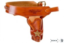 Cinturone in cuoio stile Cowboy western con 24 pallottole reenactor denix scerif