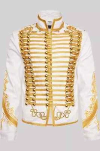 PACK OF 4 - MEN'S White DRUMMER PARADE JACKET ADAM LUXE MILITARY - Picture 1 of 3
