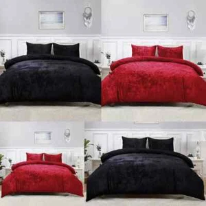 Crushed Velvet 4 Piece Luxury Duvet cover Fitted Sheet Complete Bedding Set - Picture 1 of 4