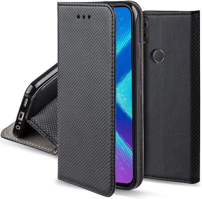 CUSTODIA COVER LIBRO per HUAWEI HONOR LIBRETTO PER SMARTPHONE SMART MAGNET NERO - Immagine 1 di 4