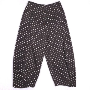 Maiwa Cropped Polka Dot Button Front Pants Small Brown White Artisan India - Picture 1 of 13