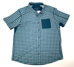 Smartwool Everyday Button Down Shirt Twilight Gingham Green Mens Large - Nice! - Picture 1 of 7