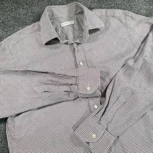 Camisa ETRO Milano Para Hombre 41 (Grande) Pata de Gallo Roja Patrón a Cuadros Hecha en Italia - Imagen 1 de 8