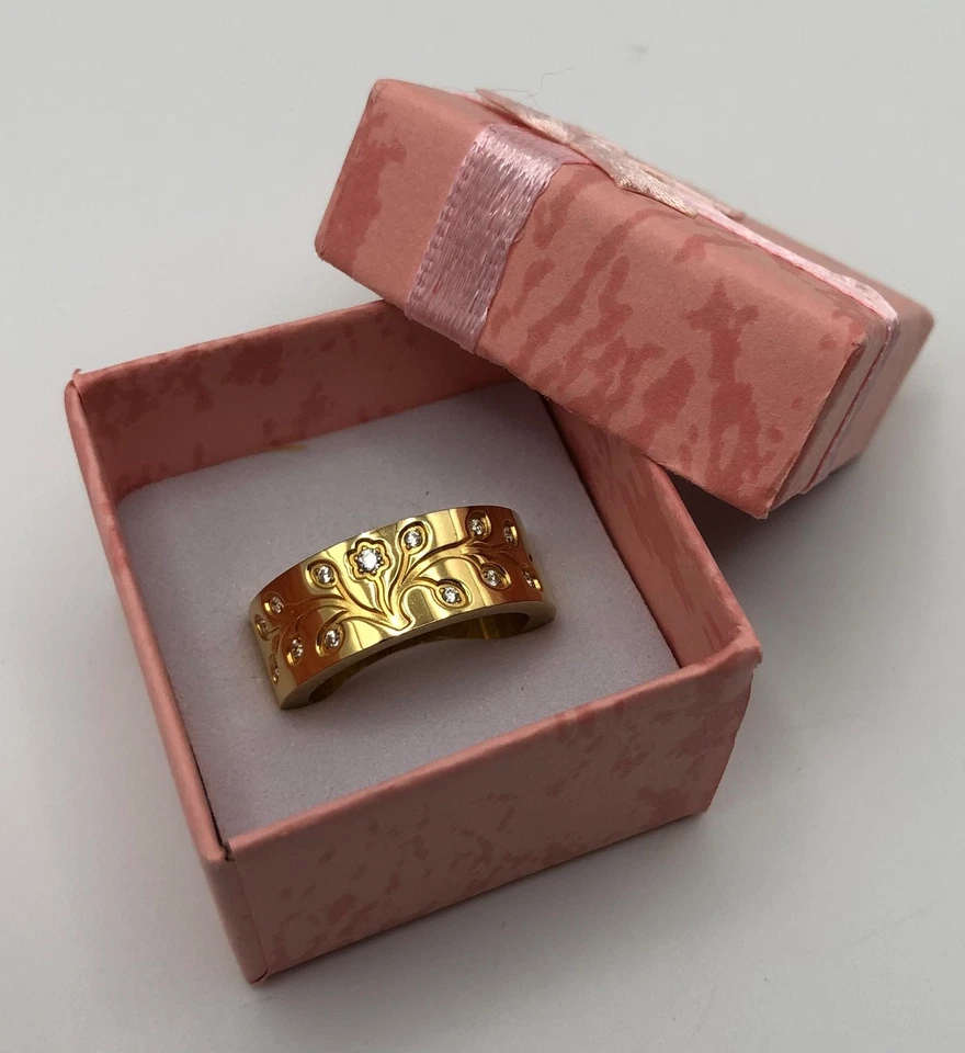 Anillo Tree Of Hope Acero por Diseño Chapado en Oro Acero Inoxidable 5/16" Banda Talla 8 Foto 1 de 4