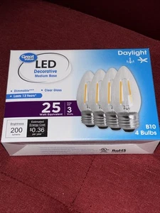5 Boxes GV 4Pk Daylight Med Base B10 Bulbs. 25W/3W Dimmable/Clear - Picture 1 of 7