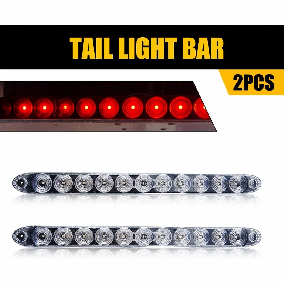 Новая красная полоса для фар задних тормозных фонарей стоп-сигналов поворота грузового автомобиля прицепа 2 X 15 дюймов 11 светодиодов - Изображение 1 из 4