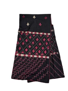Handmade Embroidered Cotton Table Runner Or Wrap Scarf Cotton Black Red Boho - Picture 1 of 6