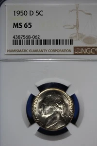 1950 D NGC MS65 JEFFERSON NICKEL #B50837 - Picture 1 of 2