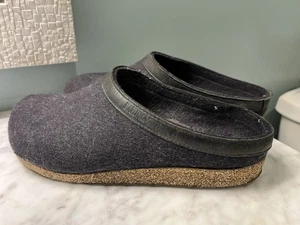  HAFLINGER Damen Clogs Hausschuhe Pantoletten EU 42 US 11 blau gefilzt Wolle & Kork - Bild 1 von 10