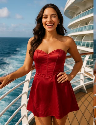 Lulus Women’s Size M Red Satin Corset Strapless Mini Lined Dress - Image 1 of 4