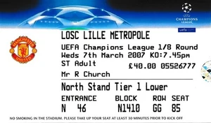 TICKET: MANCHESTER UNITED v Lille (UEFA Champions League) 2006/2007 - EXCELLENT - Picture 1 of 1