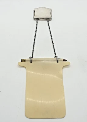 Bloco de notas Chatelaine prata esterlina e celuloide Aide Memoire J N Kuhn & Co 1907 - Imagem 1 de 4