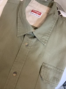 Vintage Wrangler Hemd Herren 2XL Grün Denim Brushpopper Knopfleiste LS Kragen - Bild 1 von 5