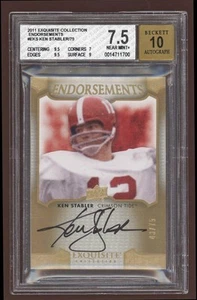 2011 Exquisite Collection Ken Stabler Auto #43/75 BGS 7.5 NM+ Endorsements - Picture 1 of 2