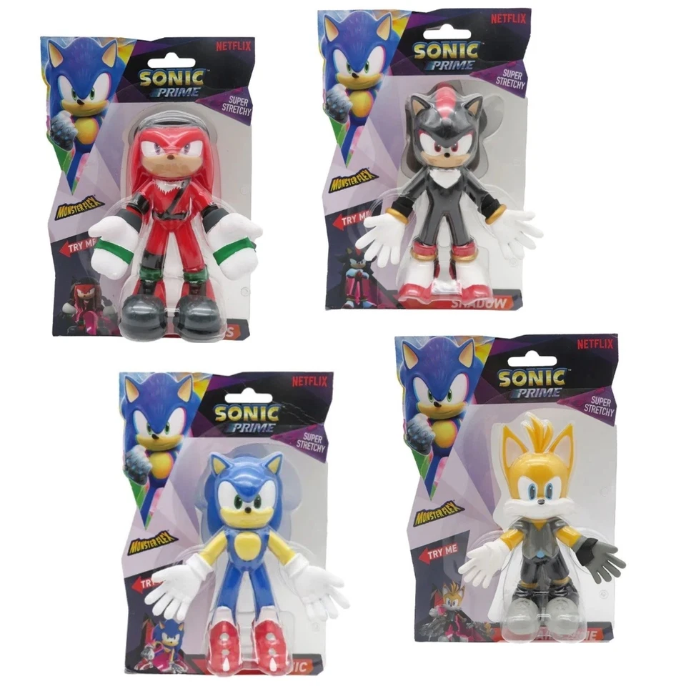 SONIC PRIME MONSTER FLEX SUPER STRETCHY 14cm SONIC KNUCKS SHADOW TAILS NINE TOY - Image 1 of 4