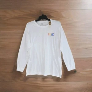 New Victoria's Secret Pink White Cotton Shirt Long Sleeve Size XL - Picture 1 of 9