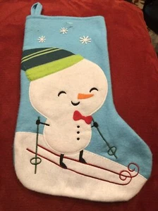 Christmas Seasonal Holiday Stocking Polyester Blue White New - Picture 1 of 3