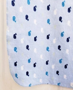 Baby Carters Boy White Blue Whale Cotton Flannel Receiving Swaddle Blanket - Picture 1 of 7