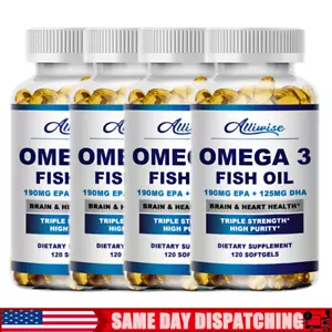 120 Pills Omega 3 Fish Oil Capsules Triple Strength EPA & DHA, Highest Potency - Picture 1 of 10
