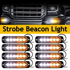 6 LED Emergency Strobe Lights Amber White Warning Flashing Beacon Light Bar LOT - Picture 1 of 11