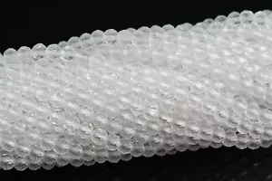 "Cuentas de cuarzo de cristal transparente natural genuino de 2-3 mm cuentas redondas facetadas AAA 15" - Imagen 1 de 3