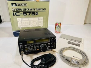 Vintage ICOM IC-575A 28/50 MHz SSB CW AM FM HAM Radio Odbiornik + Mic Man + Box - Zdjęcie 1 z 24