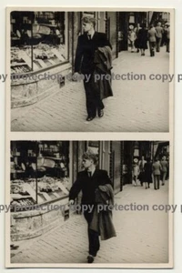 Good Looking Young Man Strolls In Liège (2 Vintage Gelatin Silver Photos 1939) - Imagen 1 de 1