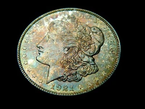 1921-p Morgan Silver Dollar Naturally TONED - Picture 1 of 6