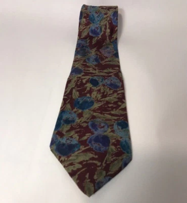 Surrey Sophisticates  Red Blue Floral print Tie 100% Italian Silk  - Image 1 of 4