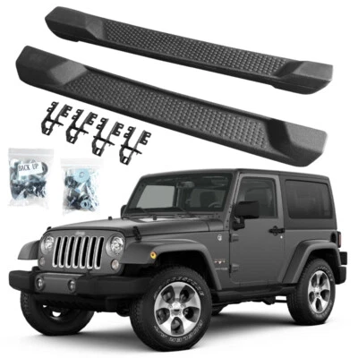 For 2007 08 09-2018 Jeep Wrangler JK 2 Door Nerf Bar Running Boards Side Step - Image 1 of 4