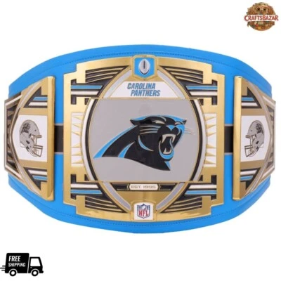 Carolina Panthers Wrestling Championship Replica Title Belt Brass 2mm Adult A+ - Image 1 of 4