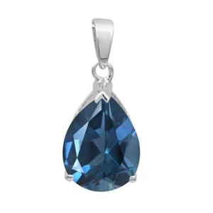 Colgante Topacio Azul Londres Plata 925 Forma Gota Símbolo Joyería Nuevo - Imagen 1 de 1