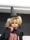 Early 1800's Paper Mache Doll Glass Eyes Original Wig Scary Witch 20"