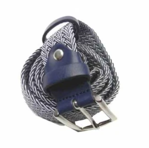 Ceinture Homme Gris Corde Tressé Melange Argenté Cuir Bleu 95 110 120 Italy - Imagen 1 de 2