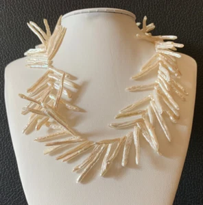 Collana di perle di fiume "a spina" e montature in argento 925 - Foto 1 di 3