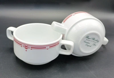 Set x12 Tazze Consommé Brodo 2 Manici Royal Porcelain Rosa Impilabili 9cm - Immagine 1 di 4