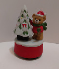 Vintage 5.5 inch Ceramic Christmas Tree/Teddy Bear Music Box "Jingle Bells"