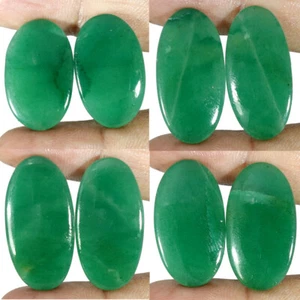 Magnificent Natural Green Aventurine Loose Gemstone Oval Cabochon Matched Pair - Picture 1 of 21