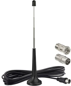Indoor 75 ohm Radio FM Telescopic Antenna & TV Male Adapter to F Connector 3 Kit - Picture 1 of 10